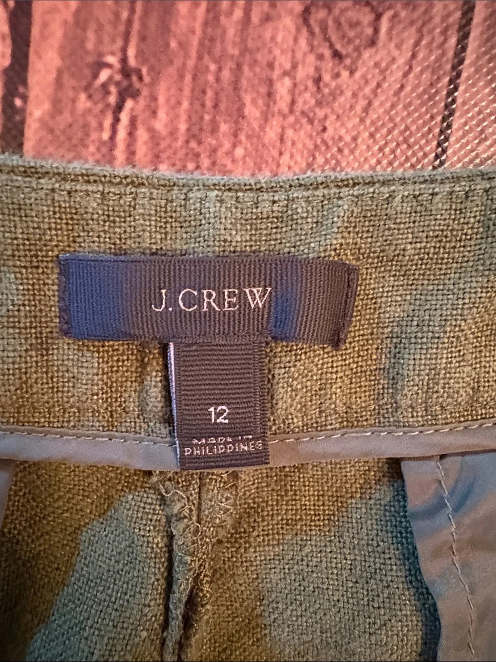 J. Crew 100% Linen Olive Green Dress Pants Sz 12